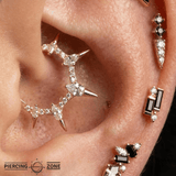 Perspective – Black Spinel & CZ – 14K Gold Threadless End - piercing - zone.com