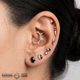 Perspective – Black Spinel & CZ – 14K Gold Threadless End - piercing - zone.com