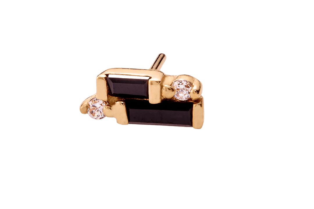 Perspective – Black Spinel & CZ – 14K Gold Threadless End - piercing - zone.com