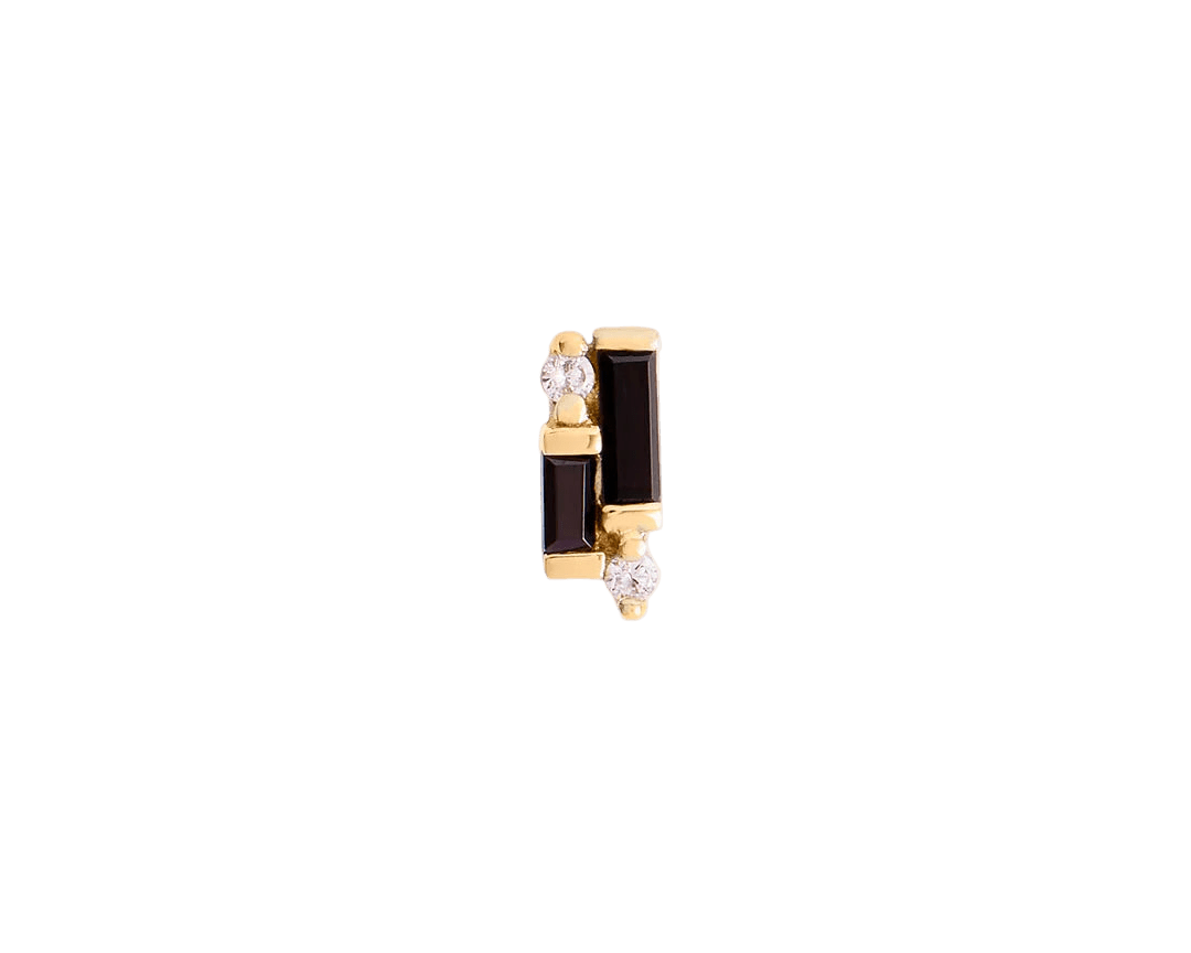 Perspective – Black Spinel & CZ – 14K Gold Threadless End - piercing - zone.com