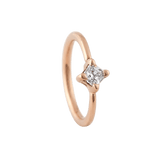 Petite Crown - 14K Gold Prong Set Gem Fixed Bead Ring - piercing - zone.com