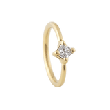 Petite Crown - 14K Gold Prong Set Gem Fixed Bead Ring - piercing - zone.com