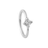 Petite Crown - 14K Gold Prong Set Gem Fixed Bead Ring - piercing - zone.com