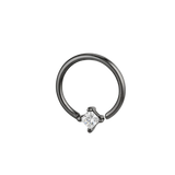 Petite Crown - 14K Gold Prong Set Gem Fixed Bead Ring