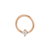 Petite Crown - 14K Gold Prong Set Gem Fixed Bead Ring
