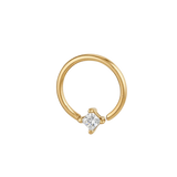 Petite Crown - 14K Gold Prong Set Gem Fixed Bead Ring