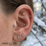 Petite Snowflake – 14K Gold Threadless/Threaded End - piercing - zone.com