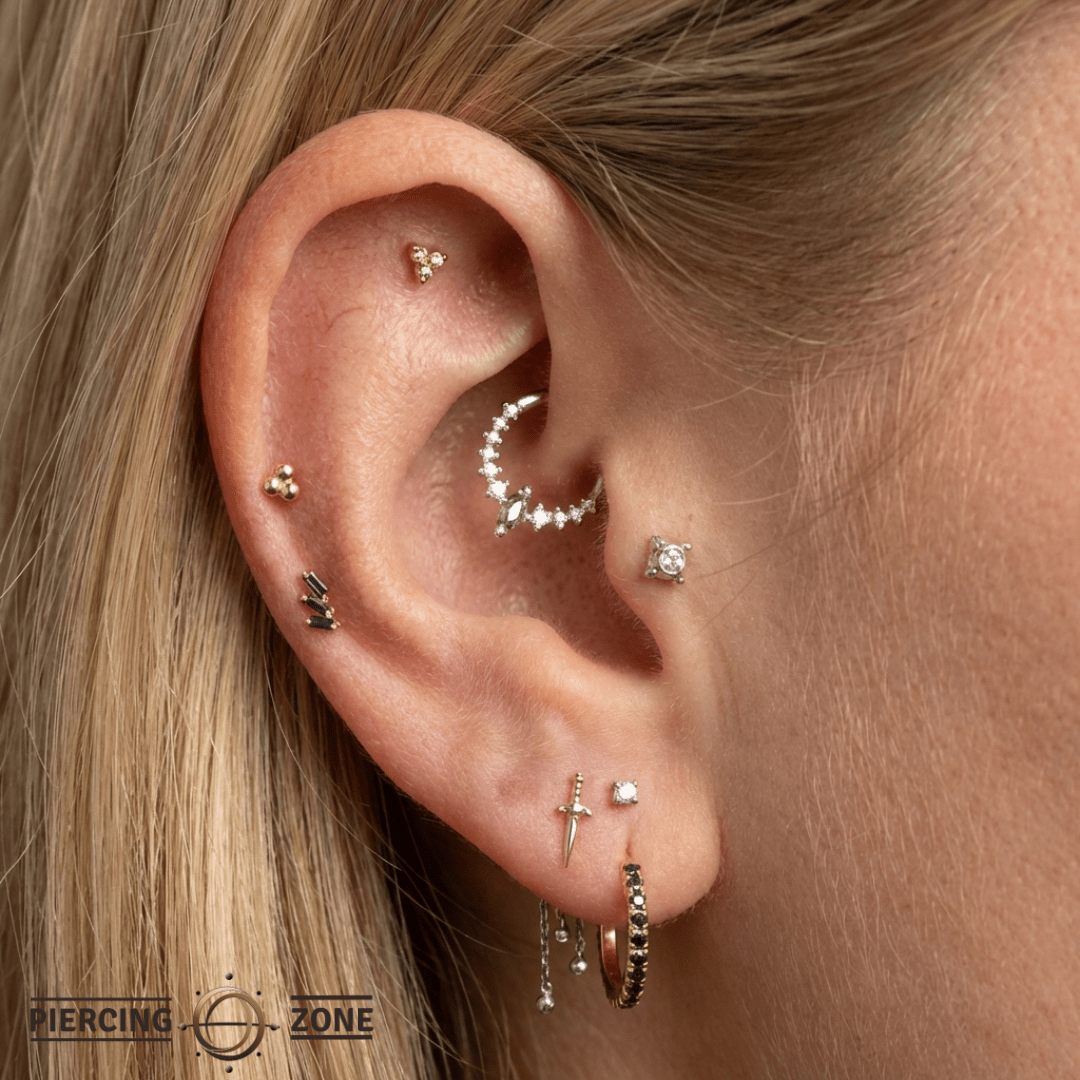 Phantom – Grey Diamond – 14K Gold Clicker Ring - piercing - zone.com