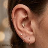 Pierced Ear with Gem – 14K Gold Threadless/Threaded End - piercing - zone.com