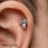 Pierced Ear with Gem – 14K Gold Threadless/Threaded End - piercing - zone.com