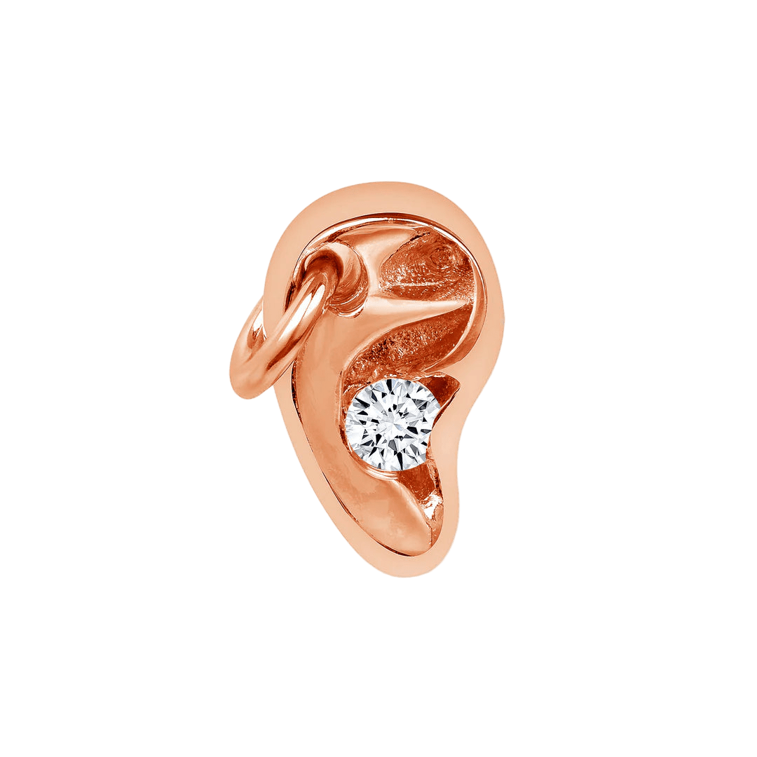 Pierced Ear with Gem – 14K/18K Gold Threadless End - piercing - zone.com