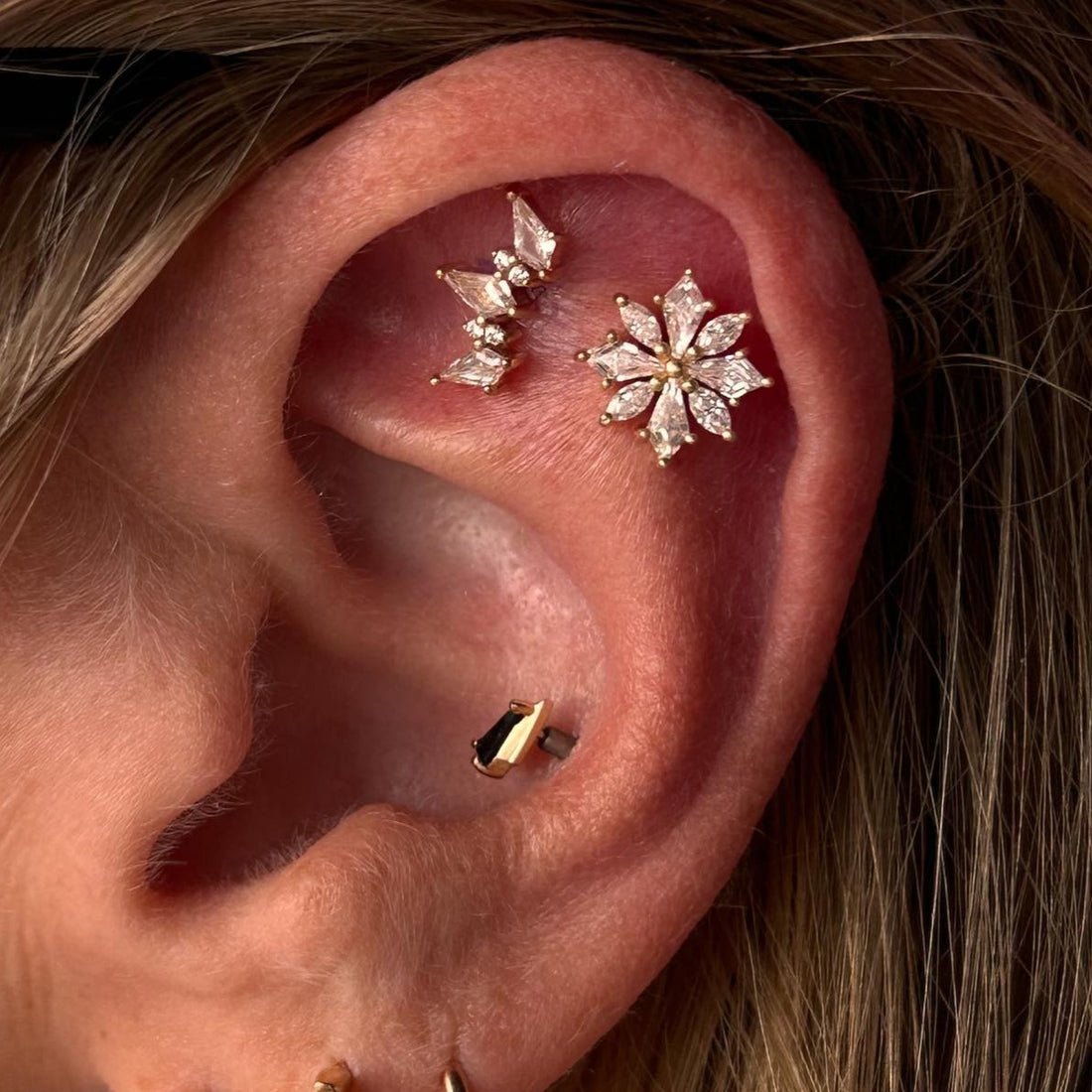 Hauteness – 14K Gold Threadless End with Swarovski CZ