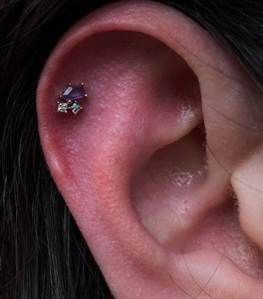 LYRA - AMETHYST + MERCURY MIST TOPAZ + CZ - THREADLESS END piercing-zone.com
