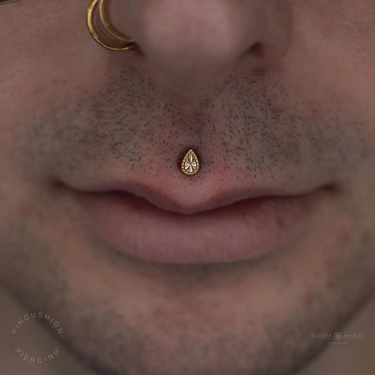 Stay Gold – 14K Solid Gold Pear Threadless End