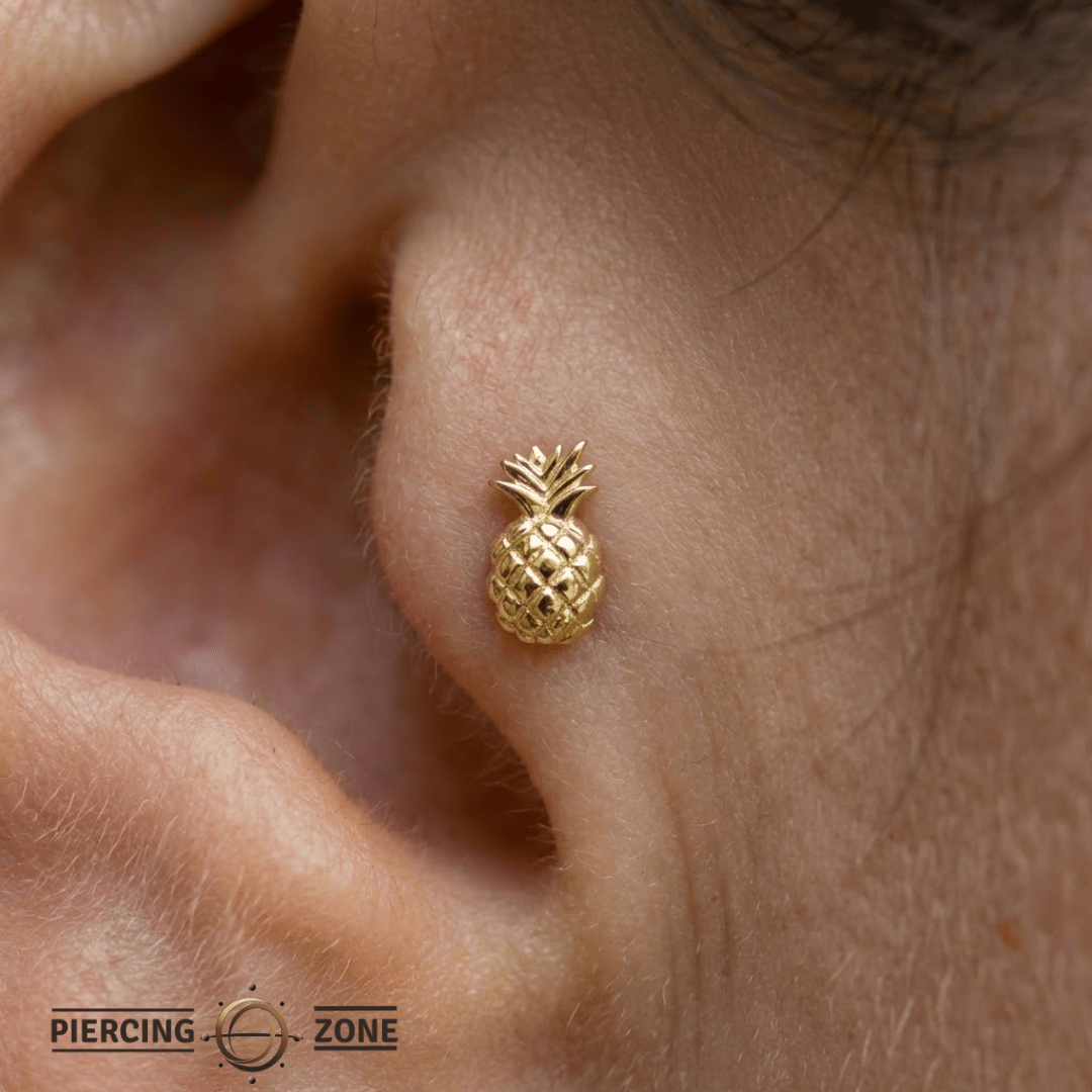 Pineapple – 14K Gold Threadless/Threaded End - piercing - zone.com