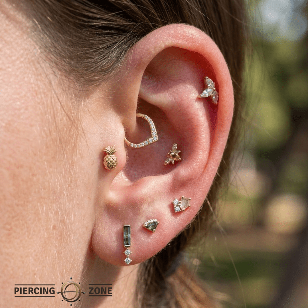 Pineapple – 14K Gold Threadless/Threaded End - piercing - zone.com