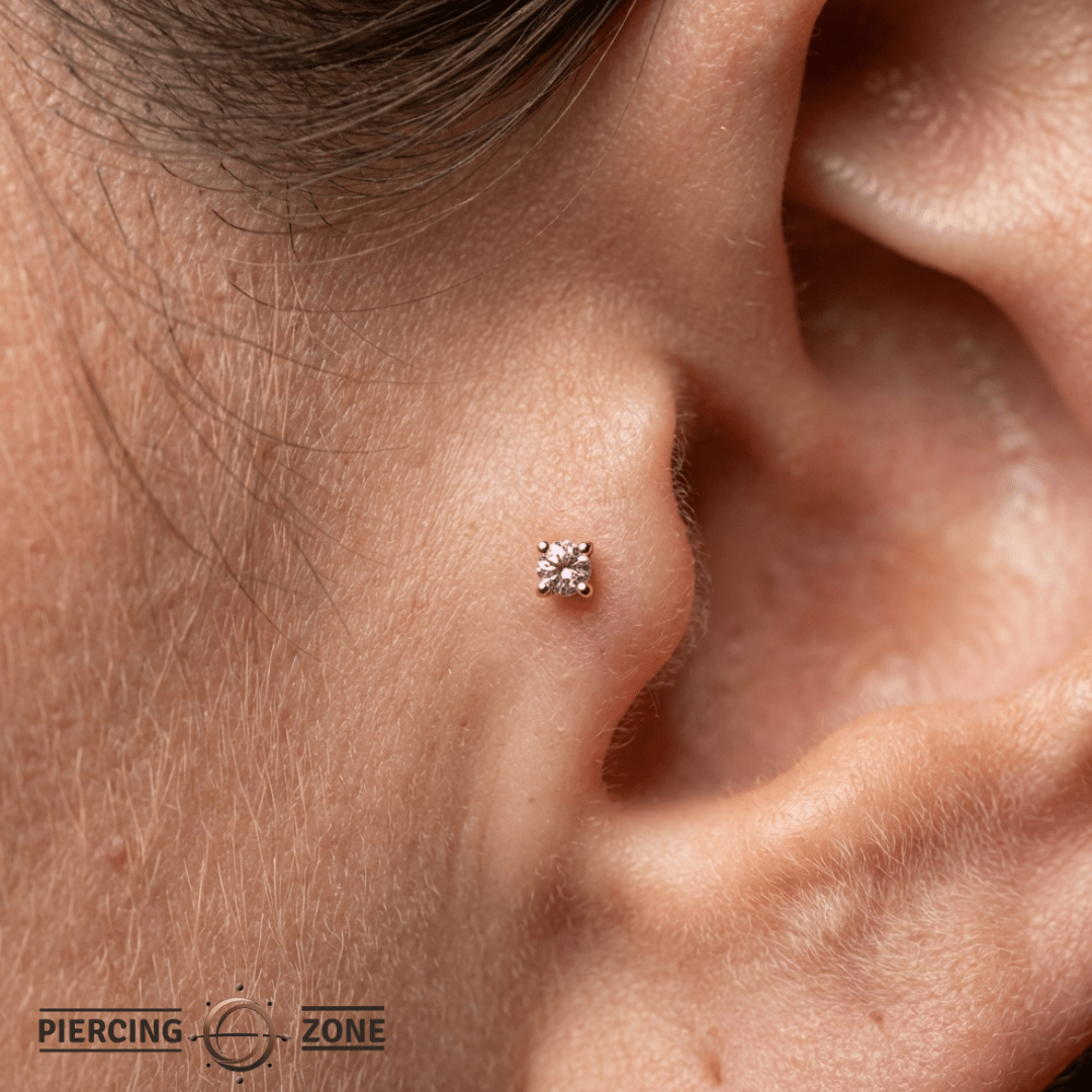 Pink Sapphire Prong – Classic Gem – 14K Gold Threadless End - piercing - zone.com