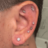 Pink Sapphire Prong – Classic Gem – 14K Gold Threadless End - piercing - zone.com