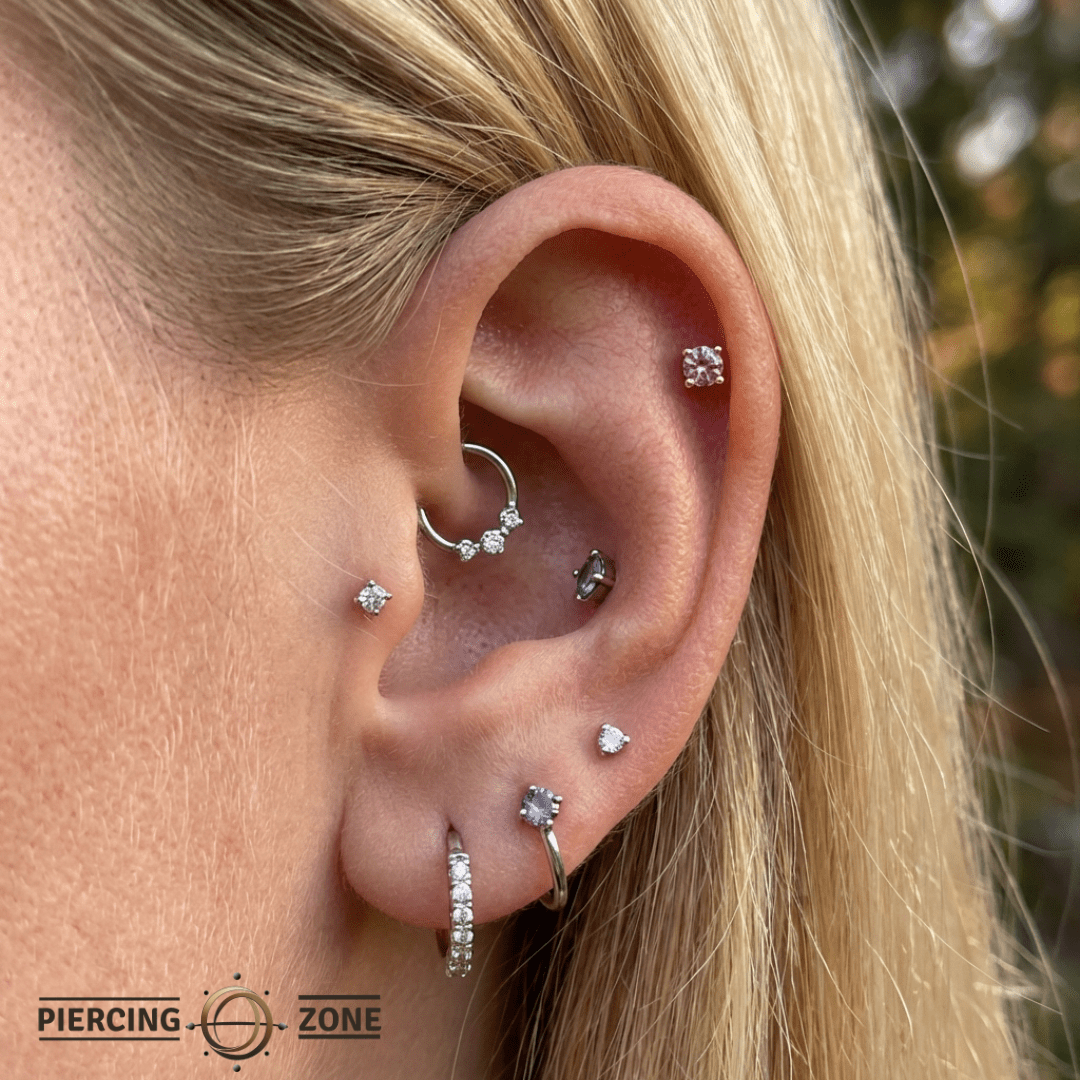 Pink Sapphire Prong – Classic Gem – 14K Gold Threadless End - piercing - zone.com