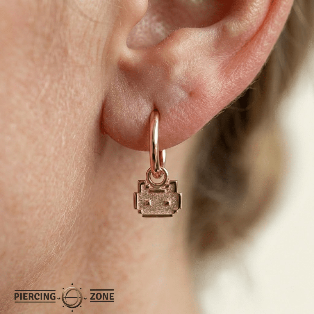 Pixel Cat – 14K & 18K Gold Charm - piercing - zone.com