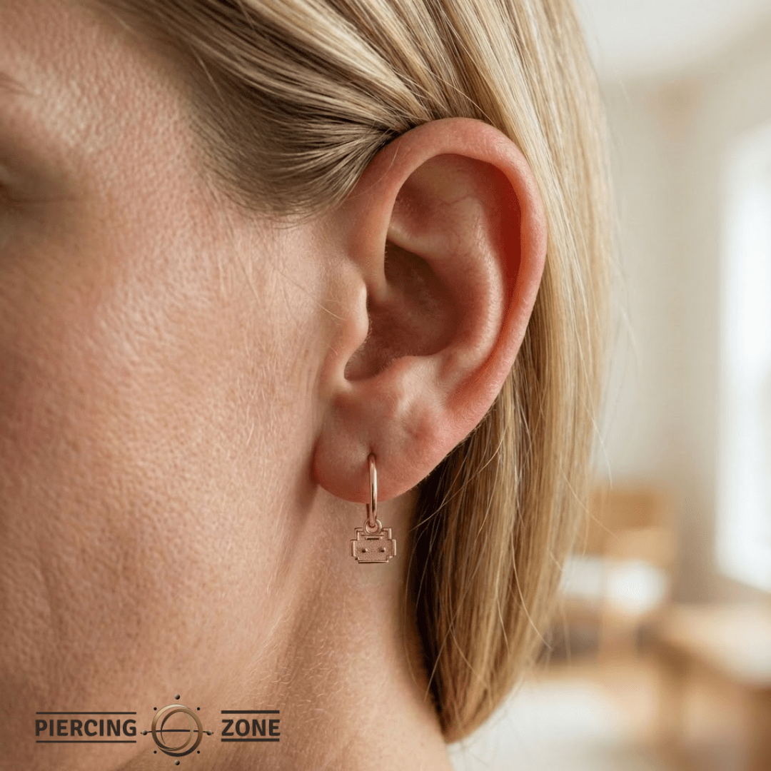 Pixel Cat – 14K & 18K Gold Charm - piercing - zone.com