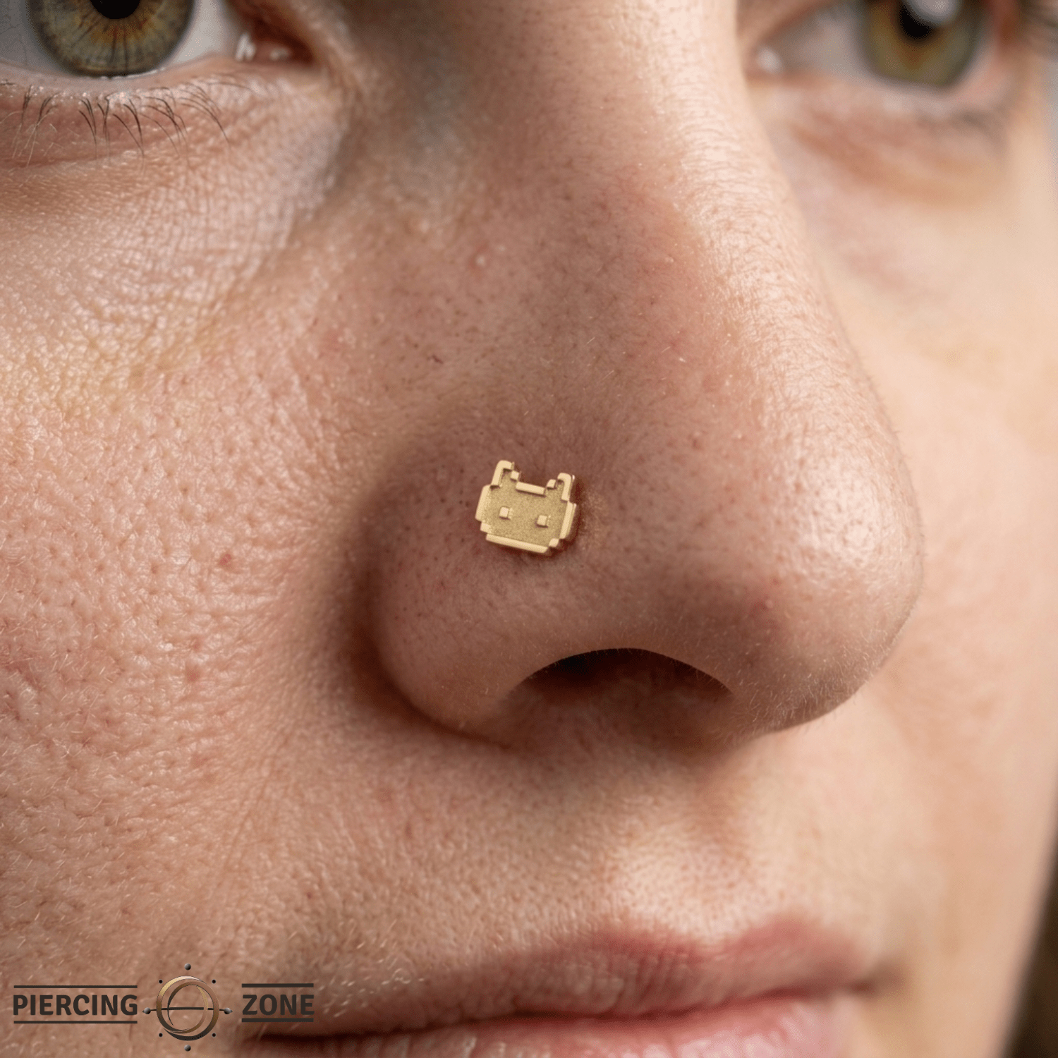 Pixel Cat – 14K Gold Threadless/Threaded End - piercing - zone.com
