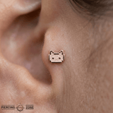Pixel Cat – 14K Gold Threadless/Threaded End - piercing - zone.com