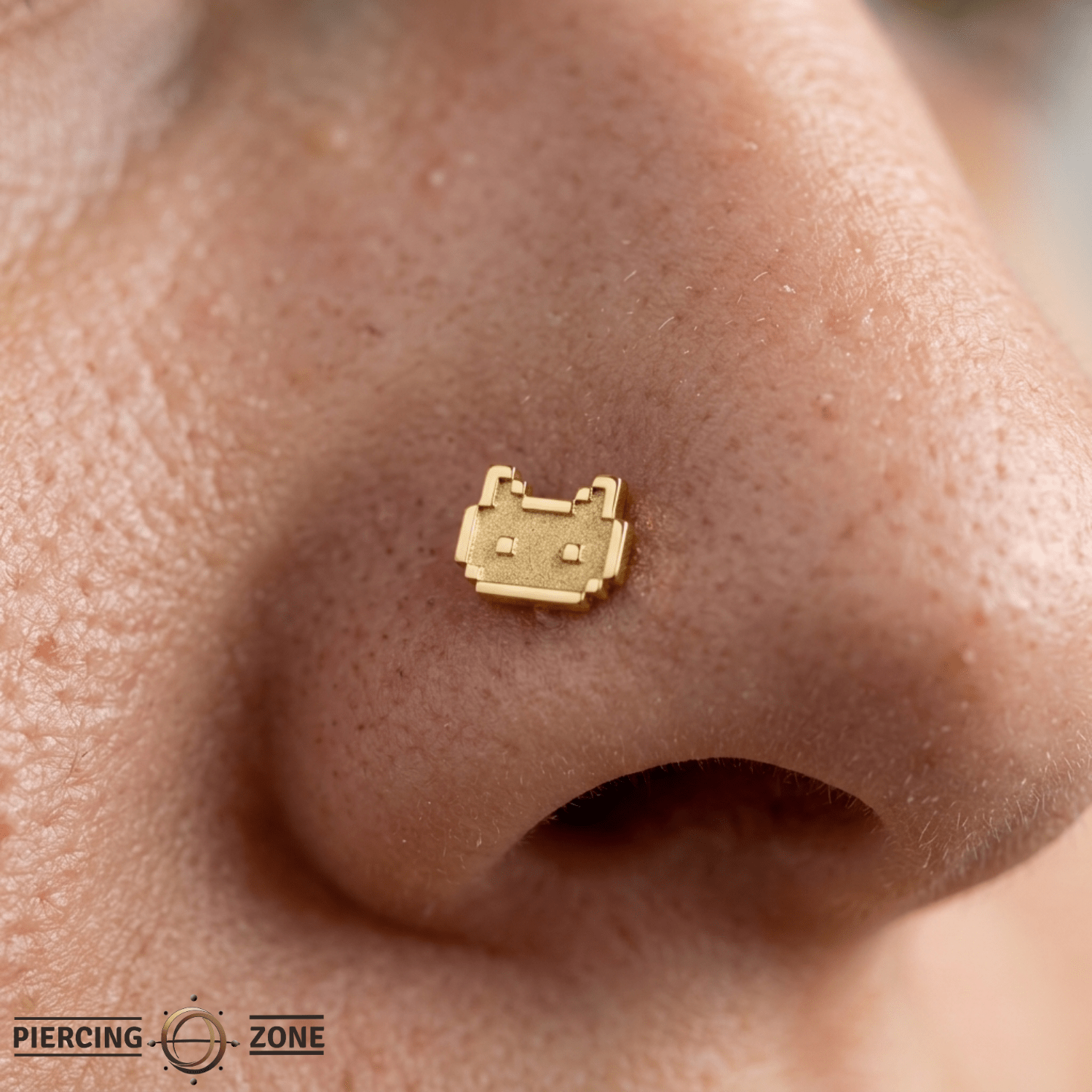 Pixel Cat – 14K Gold Threadless/Threaded End - piercing - zone.com