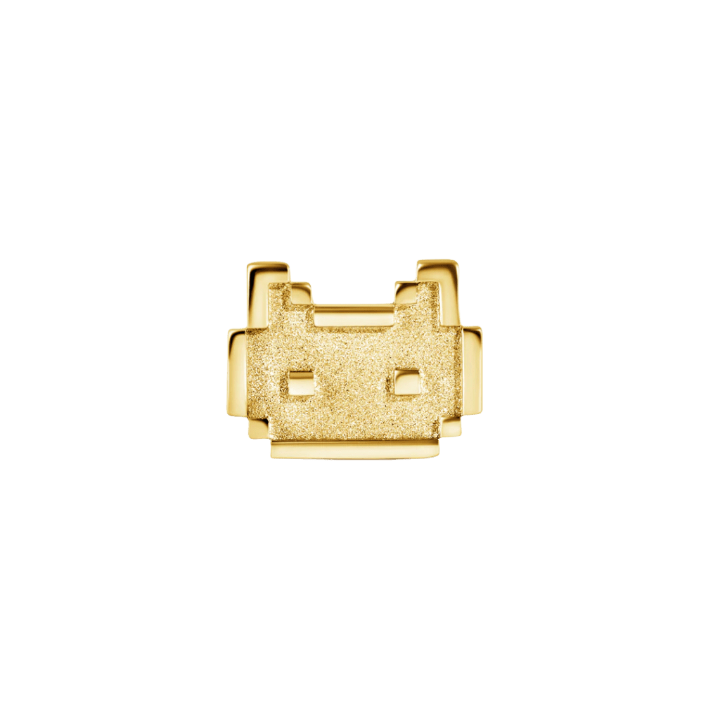 Pixel Cat – 14K Gold Threadless/Threaded End - piercing - zone.com