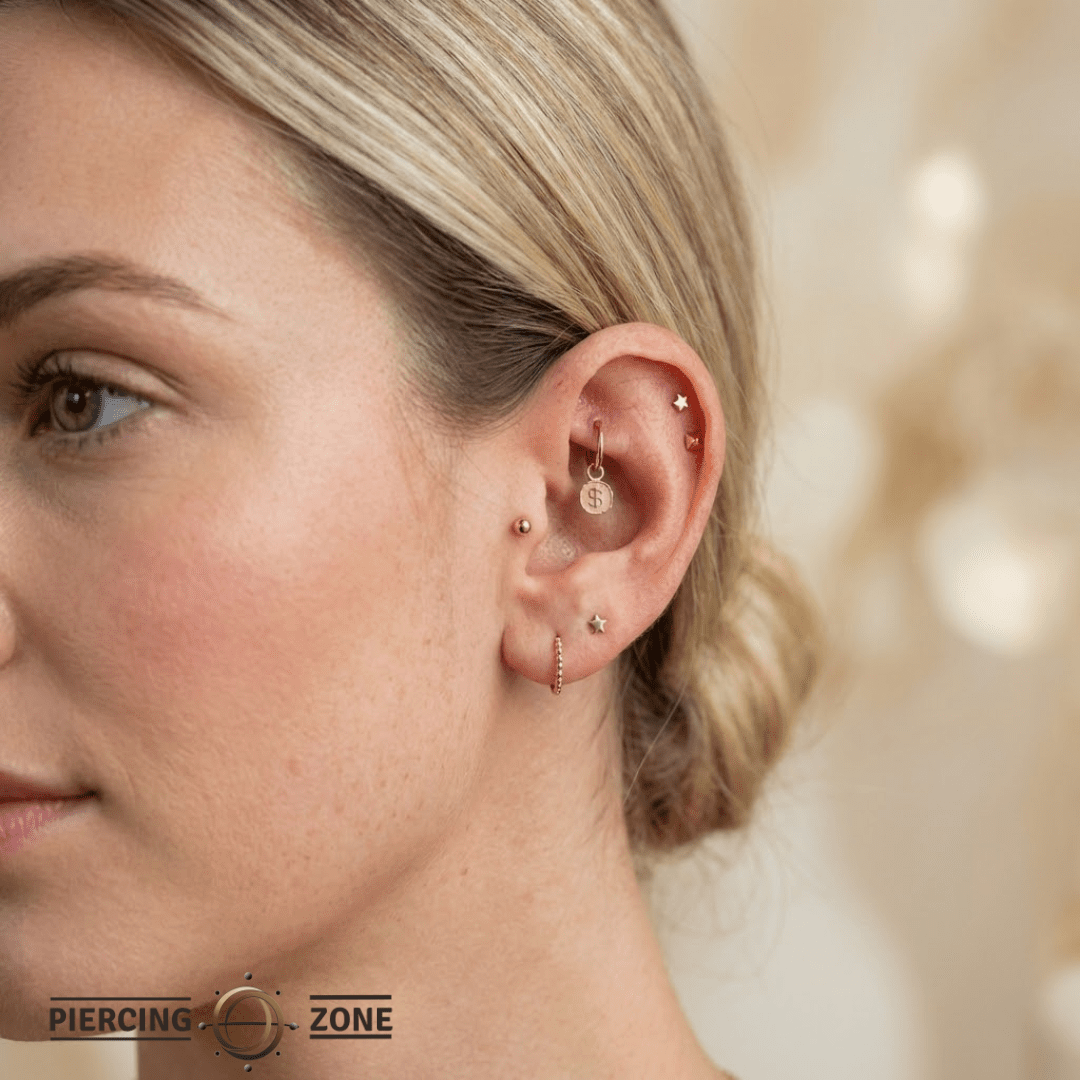 Pixel Coin – 14K & 18K Gold Charm - piercing - zone.com