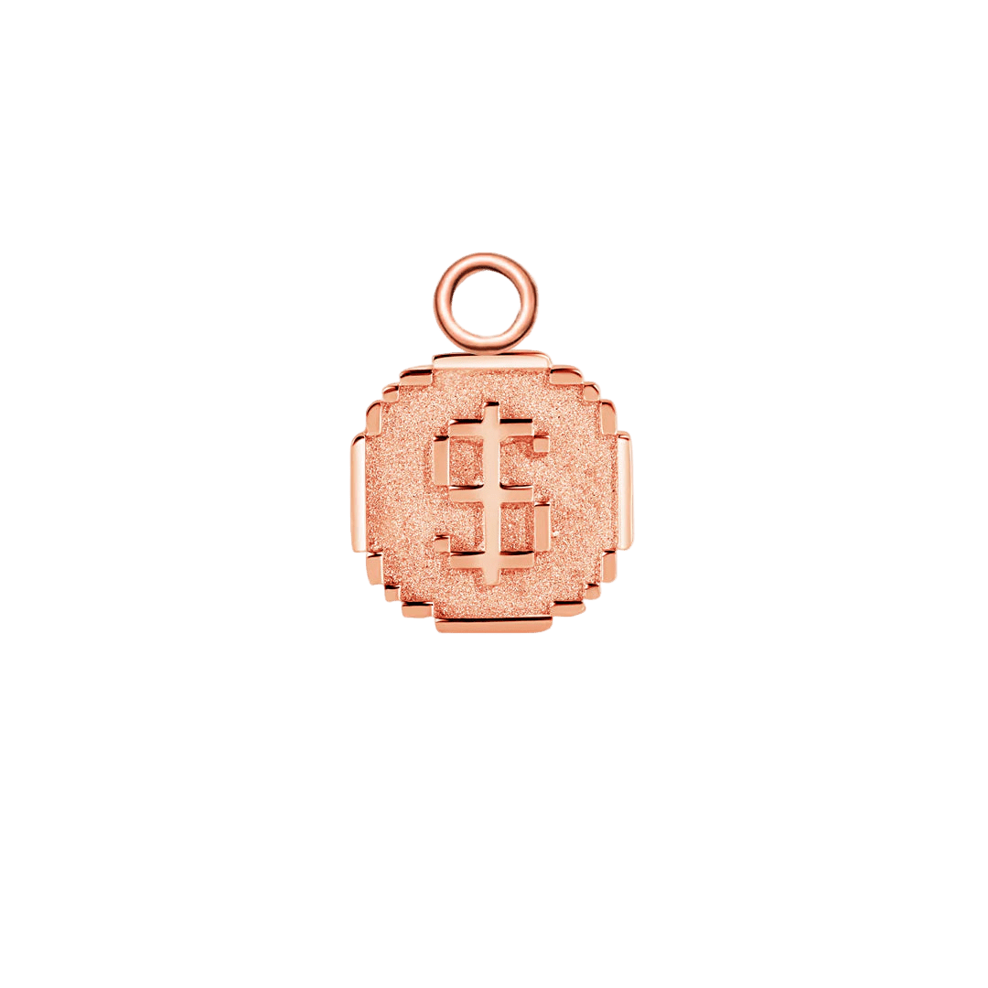 Pixel Coin – 14K & 18K Gold Charm - piercing - zone.com