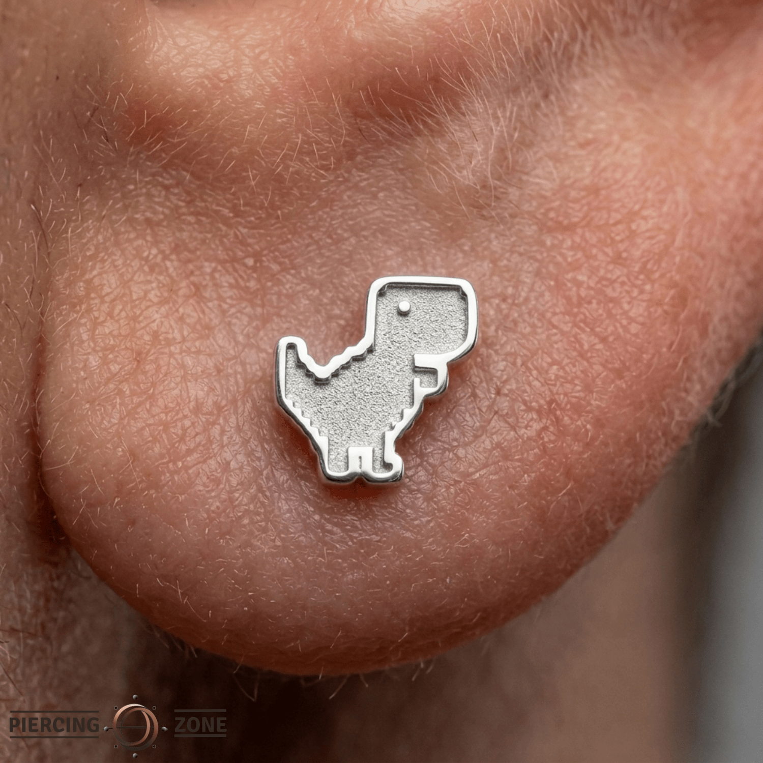 Pixel Dinosaur – 14K Gold Threadless/Threaded End - piercing - zone.com