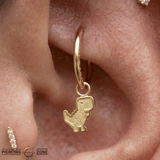 Pixel Dinosaur Charm – 14K & 18K Gold Charm - piercing - zone.com