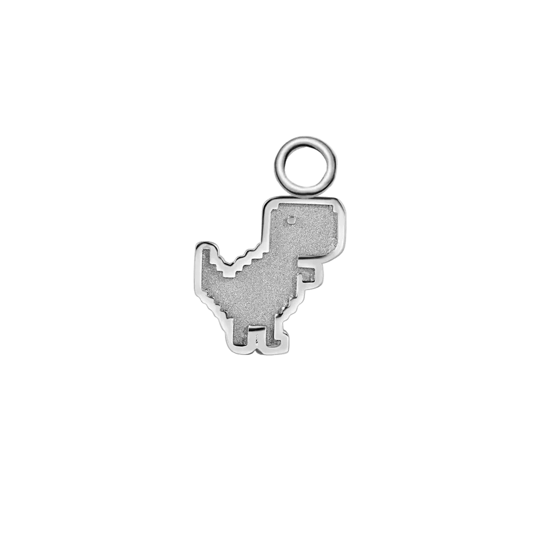 Pixel Dinosaur Charm – 14K & 18K Gold Charm - piercing - zone.com