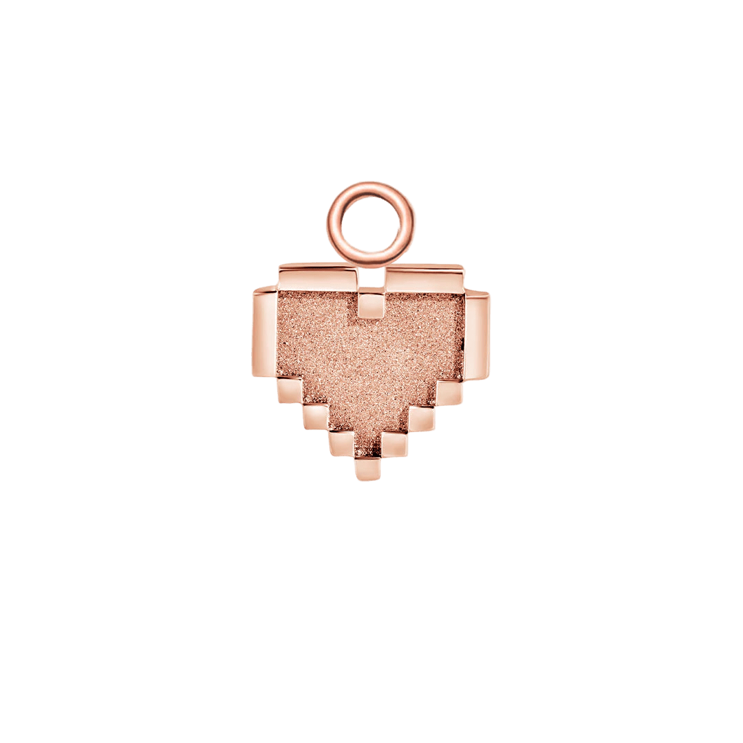 Pixel Heart – 14K & 18K Gold Charm - piercing - zone.com