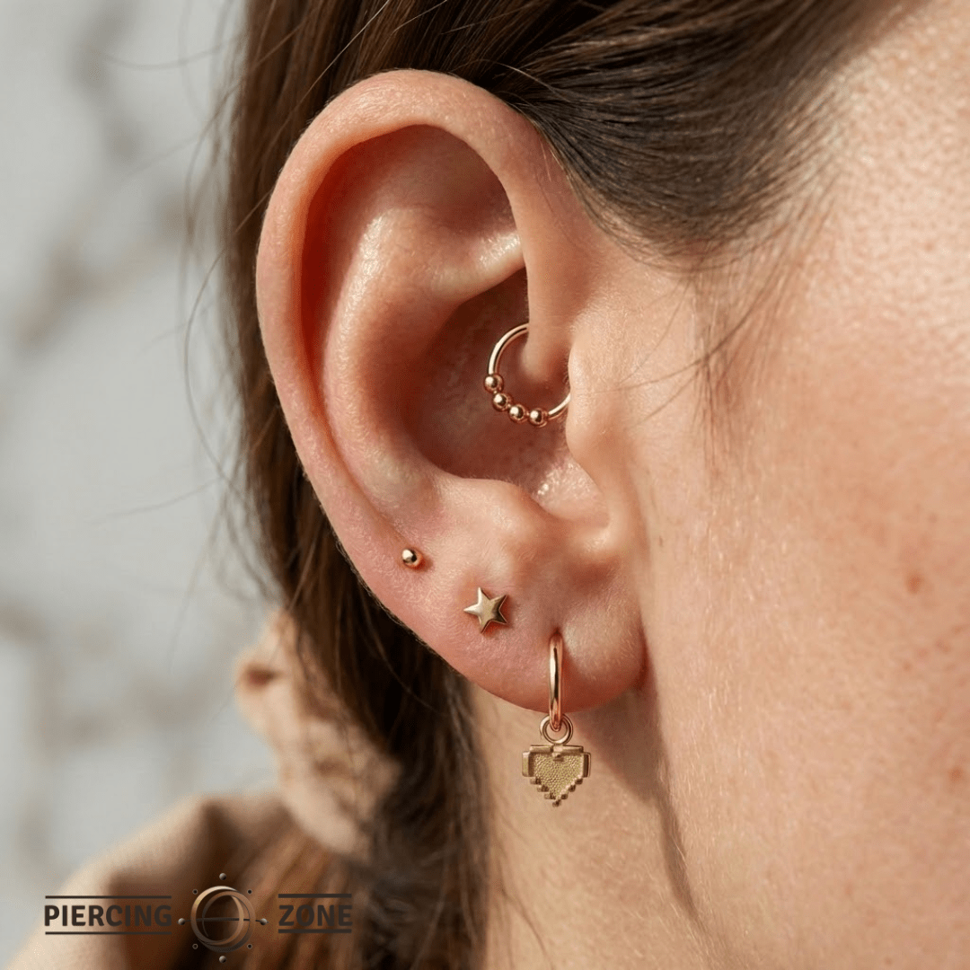 Pixel Heart – 14K & 18K Gold Charm - piercing - zone.com