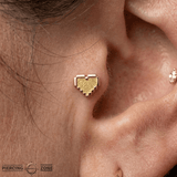 Pixel Heart – 14K Gold Threadless/Threaded End - piercing - zone.com