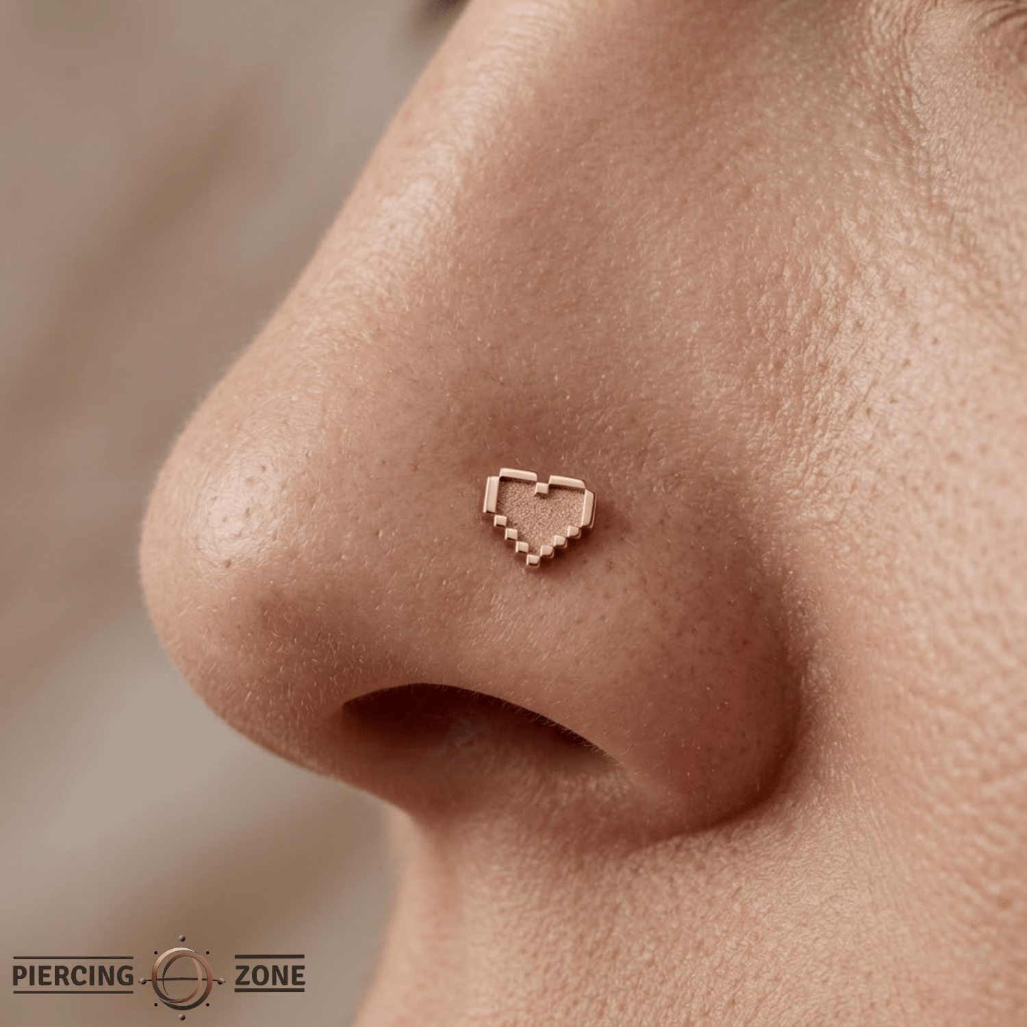Pixel Heart – 14K Gold Threadless/Threaded End - piercing - zone.com