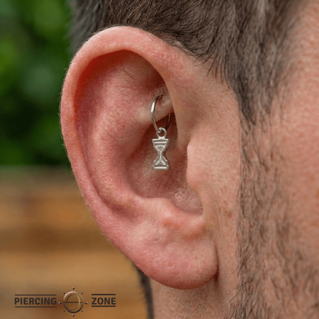 Pixel Hourglass – 14K & 18K Gold Charm - piercing - zone.com