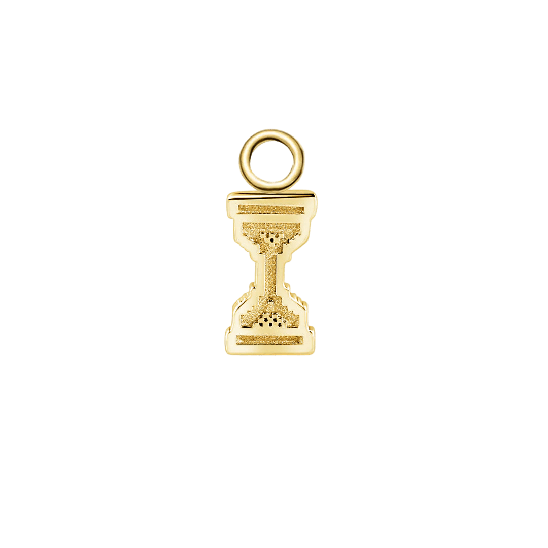 Pixel Hourglass – 14K & 18K Gold Charm - piercing - zone.com