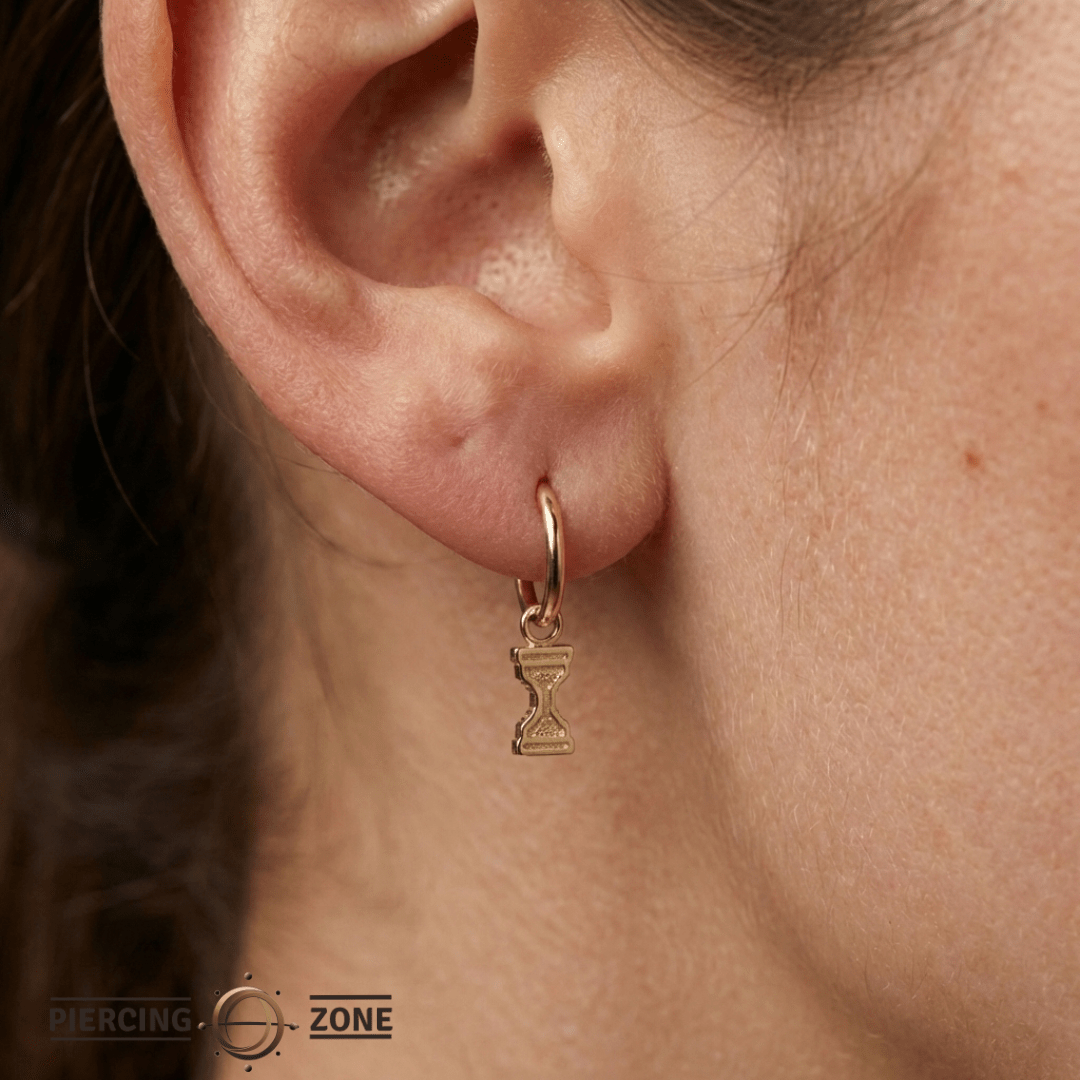 Pixel Hourglass – 14K & 18K Gold Charm - piercing - zone.com