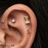 Pixel Hourglass – 14K Gold Threadless/Threaded End - piercing - zone.com