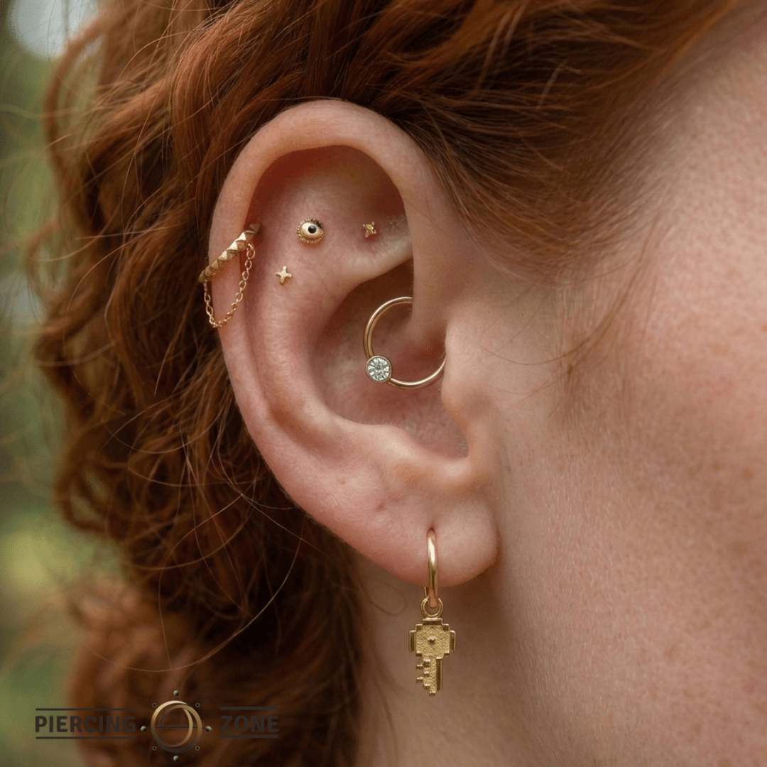 Pixel Key – 14K & 18K Gold Charm - piercing - zone.com