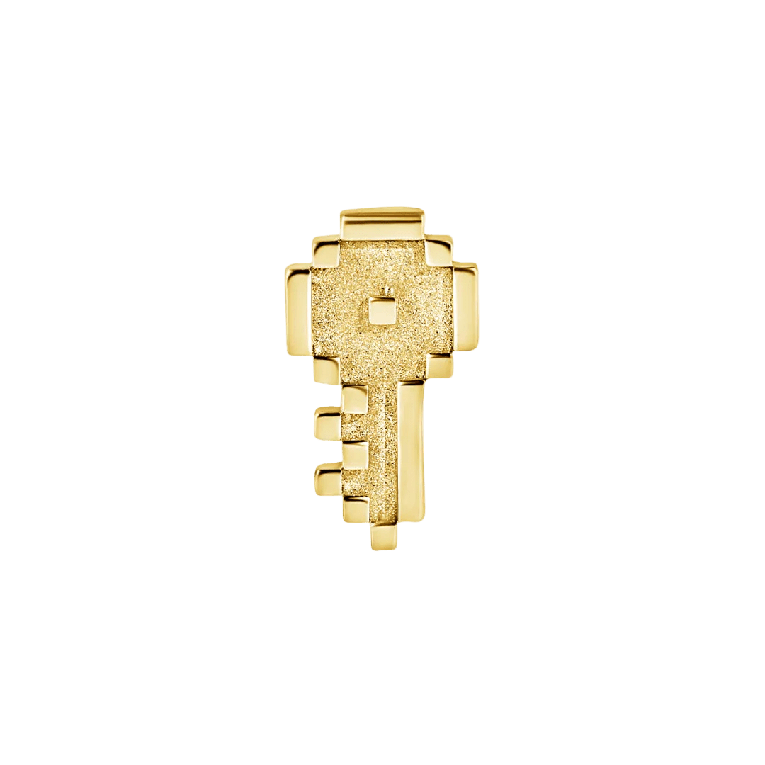 Pixel Key – 14K Gold Threadless/Threaded End - piercing - zone.com
