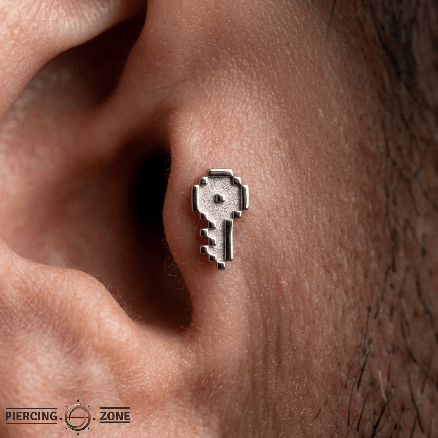 Pixel Key – 14K Gold Threadless/Threaded End - piercing - zone.com