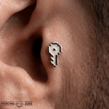 Pixel Key – 14K Gold Threadless/Threaded End - piercing - zone.com