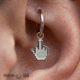 Pixel Middle Finger – 14K & 18K Gold Charm - piercing - zone.com