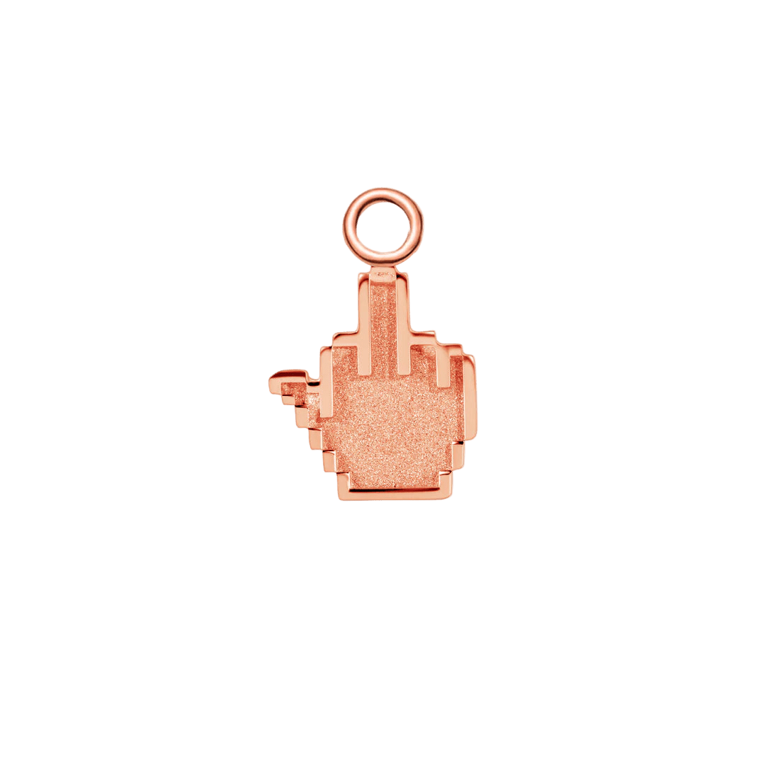 Pixel Middle Finger – 14K & 18K Gold Charm - piercing - zone.com