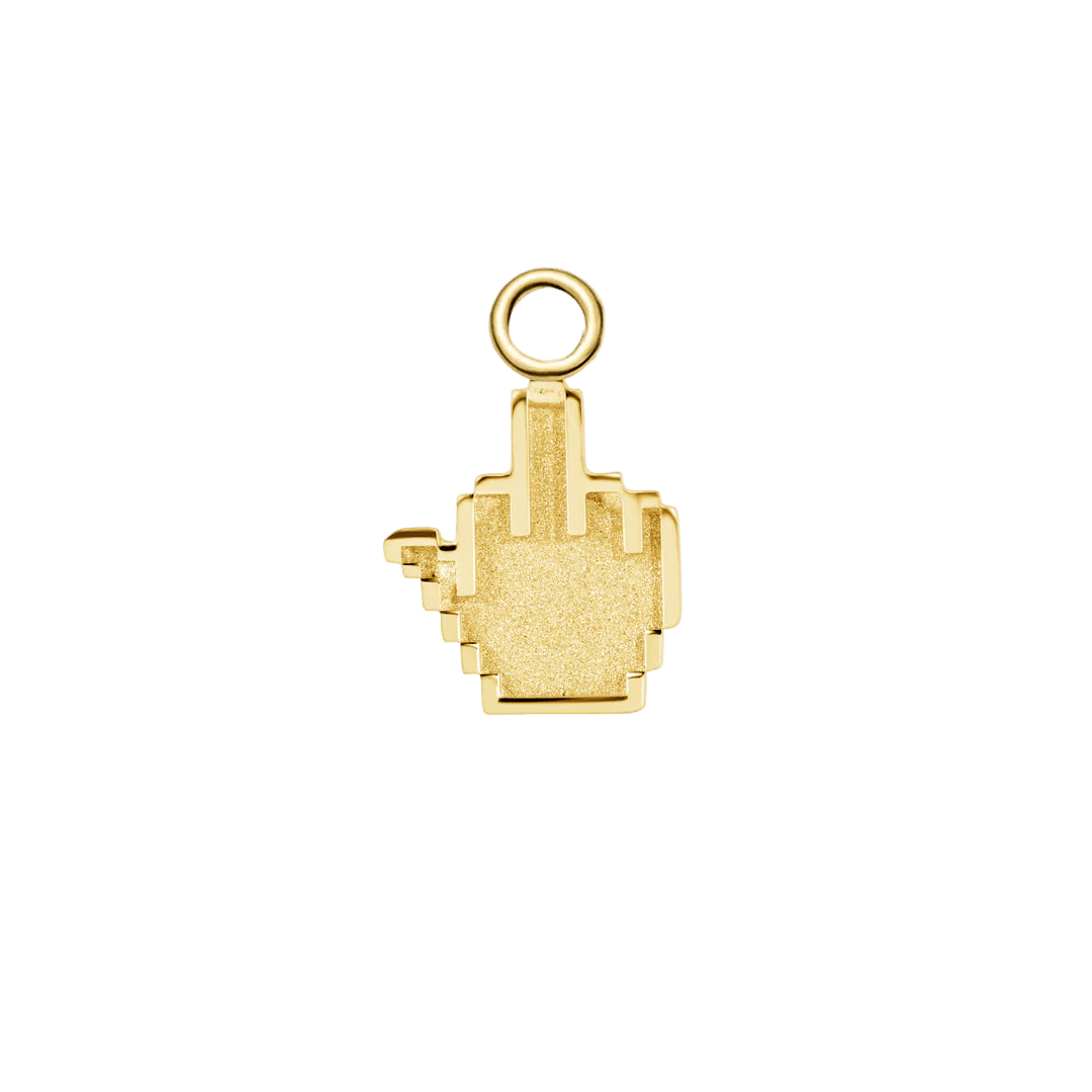 Pixel Middle Finger – 14K & 18K Gold Charm - piercing - zone.com