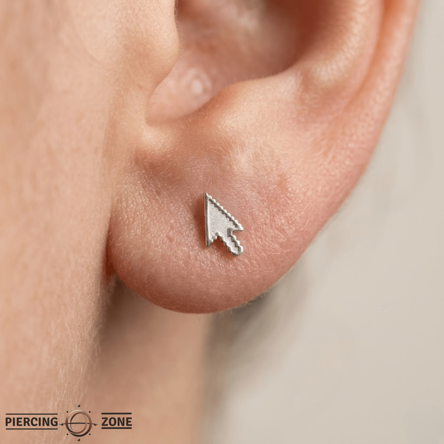 Pixel Mouse Cursor – 14K Gold Threadless/Threaded End - piercing - zone.com